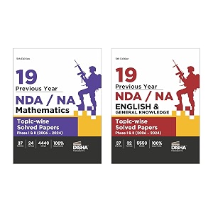 disha 19 previous year nda na mathematics gat topic-wise solved papers phase i amp ii 2006 - 2024  37 authentic papers  9990 mcqs disha publication nda pyq book 2025-2026 5th edition  set of 2