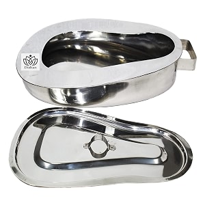 dishan premium quality stainless steel bed panvomit basinurin pot with cover - 2000ml - for bedridden patient men women