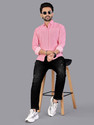 DISHANK CREATION Men Striped Casual Pink Shirt