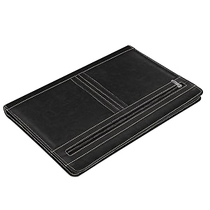 pu leather 4 ring professional file folder for documents certificates conference folder file with 20 leafs black