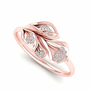 DISHIS 14K 18K Rose Gold Diamond Ring
