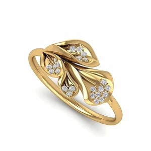 DISHIS 14K 18K Yellow Gold Diamond Ring