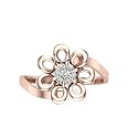 DISHIS 18K14K Rose Gold Diamond Flower Ring