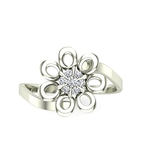 DISHIS 18K 14K White Gold Diamond Flower