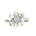 DISHIS 18K14K White Gold Diamond Flower Ring