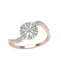 DISHIS 18k75014K585 Rose Gold Diamond Ring for