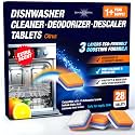 Dishwasher Cleaner Deodorizer Descaler Tablets - 28 Tabs - 1 Plus Year Supply - Extra Scented Deep Cleaning Sanitizer Pods - Remove Hard Water - Contain Citric Acid Heavy Duty Septic Safe - Citrus