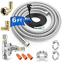 Dishwasher Installation Kit, 6 Ft. Braided Stainless Steel Supply Line with 3-prong Power Cord, 3/8 Inch Compression Ends, Tee Valve, Brass Fittings, Hose Clamps & Connectors-Dishwasher Power Cord Kit