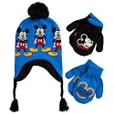 Disney Boys Mickey Mouse Winter Hat and 2 Pair Mitten or Gloves Set (Age 2-7)