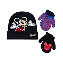 Disney Boys Mickey Mouse Winter Hat and 2 Pair Mitten or Gloves Set (Age 2-7)