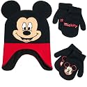 Disney Boys Mickey Mouse Winter Hat and 2 Pair Mitten or Gloves Set (Age 2-7)