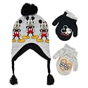 Disney Boys Mickey Mouse Winter Hat and 2 Pair Mitten or Gloves Set (Age 2-7)