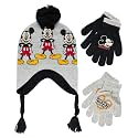 Disney Boys Mickey Mouse Winter Hat and 2 Pair Mitten or Gloves Set (Age 2-7)