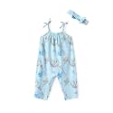 Disney Frozen Elsa Princess Minnie Stitch Marie Girls Romper with Bow Tie Strap and Headband Cute Jumpsuit for Baby & Toddler