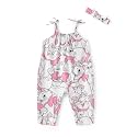 Disney Frozen Elsa Princess Minnie Stitch Marie Girls Romper with Bow Tie Strap and Headband Cute Jumpsuit for Baby & Toddler