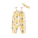 Disney Frozen Elsa Princess Minnie Stitch Marie Girls Romper with Bow Tie Strap and Headband Cute Jumpsuit for Baby &amp; Toddler