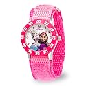 Disney Frozen Kids' Bezel Stainless Steel Time Teacher Analog Nylon Strap Watch