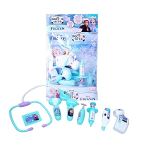 disney frozen elsa amp anna doctor kit for kids - 8 piece medical toy set with light amp heartbeat sound effects -interactive pretend play doctor set for girls aged 3 - safe amp educational gift