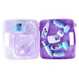 disney frozen elsa amp anna theme doctor set for kids - interactive stethoscope with light amp heartbeat sound 8-piece medical tools playset portable carry case pretend play toy for ages 3