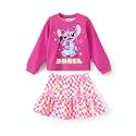 Disney Girls' 2-Piece Outfit Sweatshirt Top &amp; Pleated Skirt Set 2-9Y