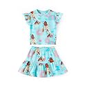 Disney Girls' 2-Piece Outfit Sweatshirt Top &amp; Pleated Skirt Set 2-9Y