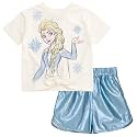Disney Girls Crop Top T-Shirt and Metallic Shorts Outfit Set Toddler to Big Kid Sizes (2T - 14-16)