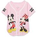 Disney Girls Disney's Girls Mickey &amp; Minnie Mouse Baseball Jersey - Classic Mesh Button Down Shirt