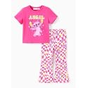 Disney Girls Outfits Long Sleeve Knot Front Shirt Flare Pants 2PC Clothes