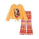 Disney Girls Outfits Long Sleeve Knot Front Shirt Flare Pants 2PC Clothes