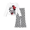 Disney Girls Outfits Long Sleeve Knot Front Shirt Flare Pants 2PC Clothes