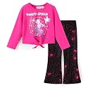 Disney Girls Outfits Long Sleeve Knot Front Shirt Flare Pants 2PC Clothes