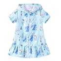 Disney Girls Swim Cover Up Terry Cloth Swimsuit Coverup Zip-Up Wrap Hooded
