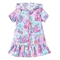 Disney Girls Swim Cover Up Terry Cloth Swimsuit Coverup Zip-Up Wrap Hooded