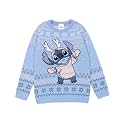 Disney Lilo &amp; Stitch Kids Christmas Jumper | Graphic Knitted Sweater for Children | Festive Holiday Long Sleeve Knitwear Top