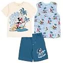 Disney Lion King Toy Story Mickey Mouse Cars T-Shirt Tank Top and French Terry Shorts 3 Piece Outfit Set Toddler to Big Kid