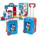 Disney Mickey Kitchen Set with Trolley - 20 Pcs Pretend Play Cooking Set for Kids with Light &amp; Sound, 2-in-1 Portable Role Play Kitchen Toy|Birthday Gift for Toddlers 3+ Years