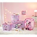 Disney Minnie Mouse 4 Piece Storage Solution Set with Pop Up Hamper, Collapsible Storage Trunk and 2 Nestable Storage Bins