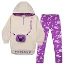 Disney Minnie Mouse Girls Hoodie and Leggings 2-Pack with Attached Zipper Purse, Girls Hooded Sweatshirt and Active Leggings