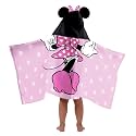 Disney Minnie Mouse Kids Hooded Towel Costume Bath Wrap for Girls, Pink