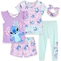 Disney Minnie Mouse Moana Little Mermaid Girls 5 Piece Set with 2 Tops, Leggings, Shorts &amp; Scrunchie for Toddlers &amp; Big Kids