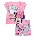 Disney Minnie Mouse Outfit for Girls, 2-Piece Short Set (Pale Pink, 2T)
