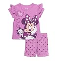 Disney Minnie Mouse Outfit for Girls, 2-Piece Short Set (Pale Pink, 2T)