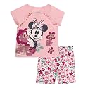 Disney Minnie Mouse Outfit for Girls, 2-Piece Short Set (Pale Pink, 2T)
