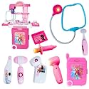 Disney Princess Doctor Set for Kids - Portable Medical Trolley with Stethoscope &amp; Lights, 9-Piece Learning &amp; Educational Pretend Play Toy Kit - Birthday Gift for Girls Aged 3+ Year, Pink
