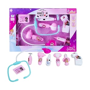 disney princess theme portable doctor set for girls with stethoscope amp realistic tools 8-piece medical kit  fun educational pretend play toy for kids age 3