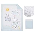 Disney Winnie The Pooh Hello Sunshine Multi-Colored Rainbow, Yellow Sun & Blue Clouds 3Piece Nursery Crib Bedding Set - Comforter, Fitted Crib Sheet & Crib Skirt, Aqua, Yellow, Orange, White