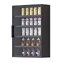 Display Cabinets, Multi-Tier Curio Storage Shelving with Glass Doors, Figures Dolls Model Wooden Display Case, Collectibles Organizers Rack, Home Playroom Showcase(Red,30x14