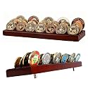 DisplayGifts Challenge Coin Display Stand, 4 Row Wooden Holder Rack Case (Mahogany - Style 2 -4 Rows)
