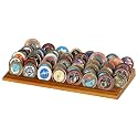 DisplayGifts Challenge Coin Display Stand, 6 Row Wooden Holder Rack Case Holds 42 Coins (Light Walnut Finish - 6 Rows)