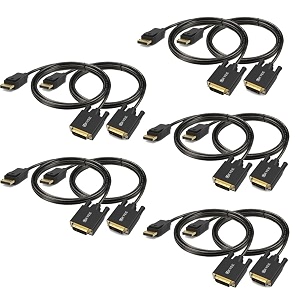 displayport to dvi cable 6ft 10-pack display port dp to dvi adapter cord male to male compatible with computerlaptoppcmonitorprojectorhdtv -black